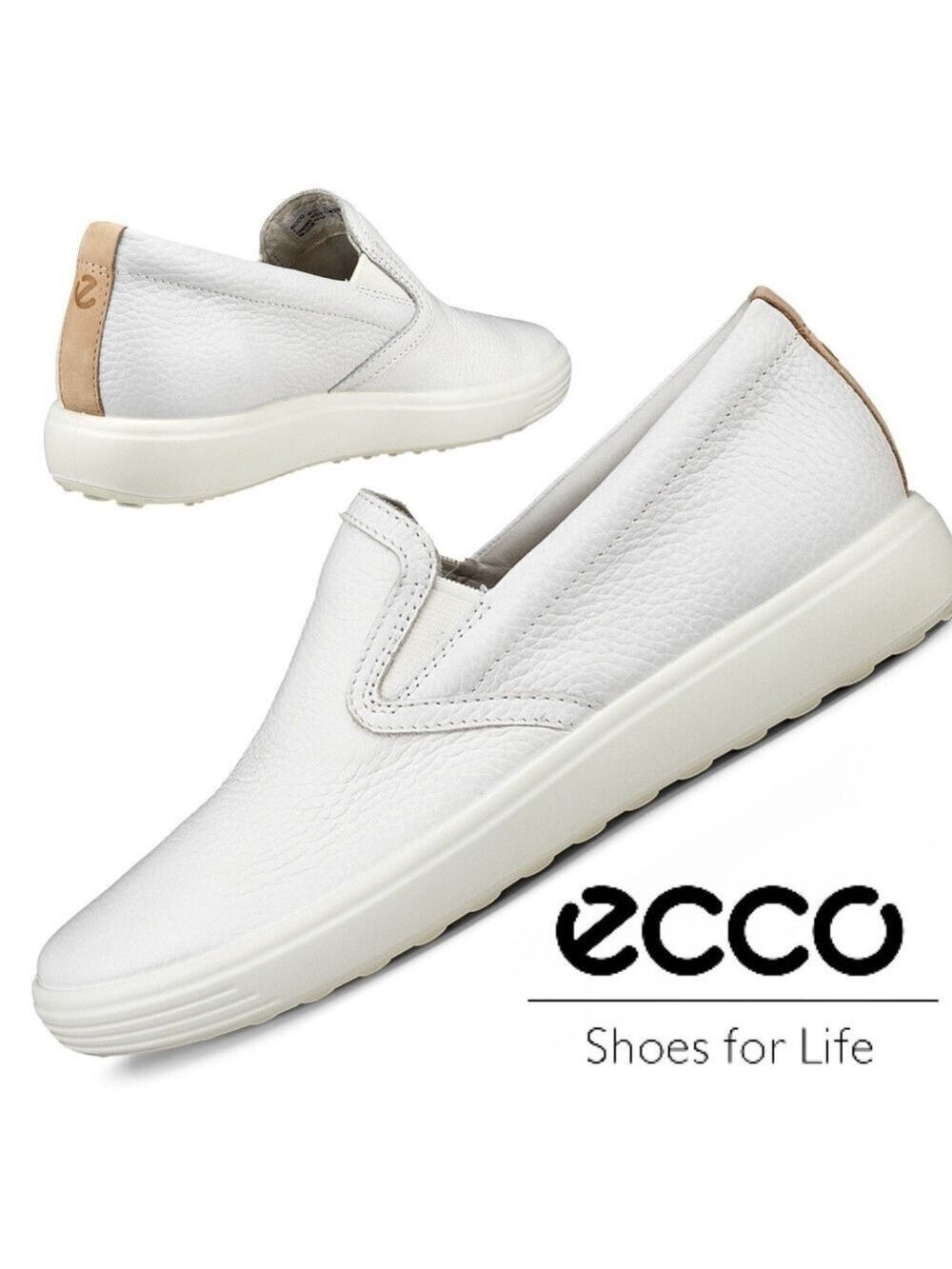 NWOB $170 ECCO Slip-on Off-white Pebble Leather Sneakers (Bin 85)